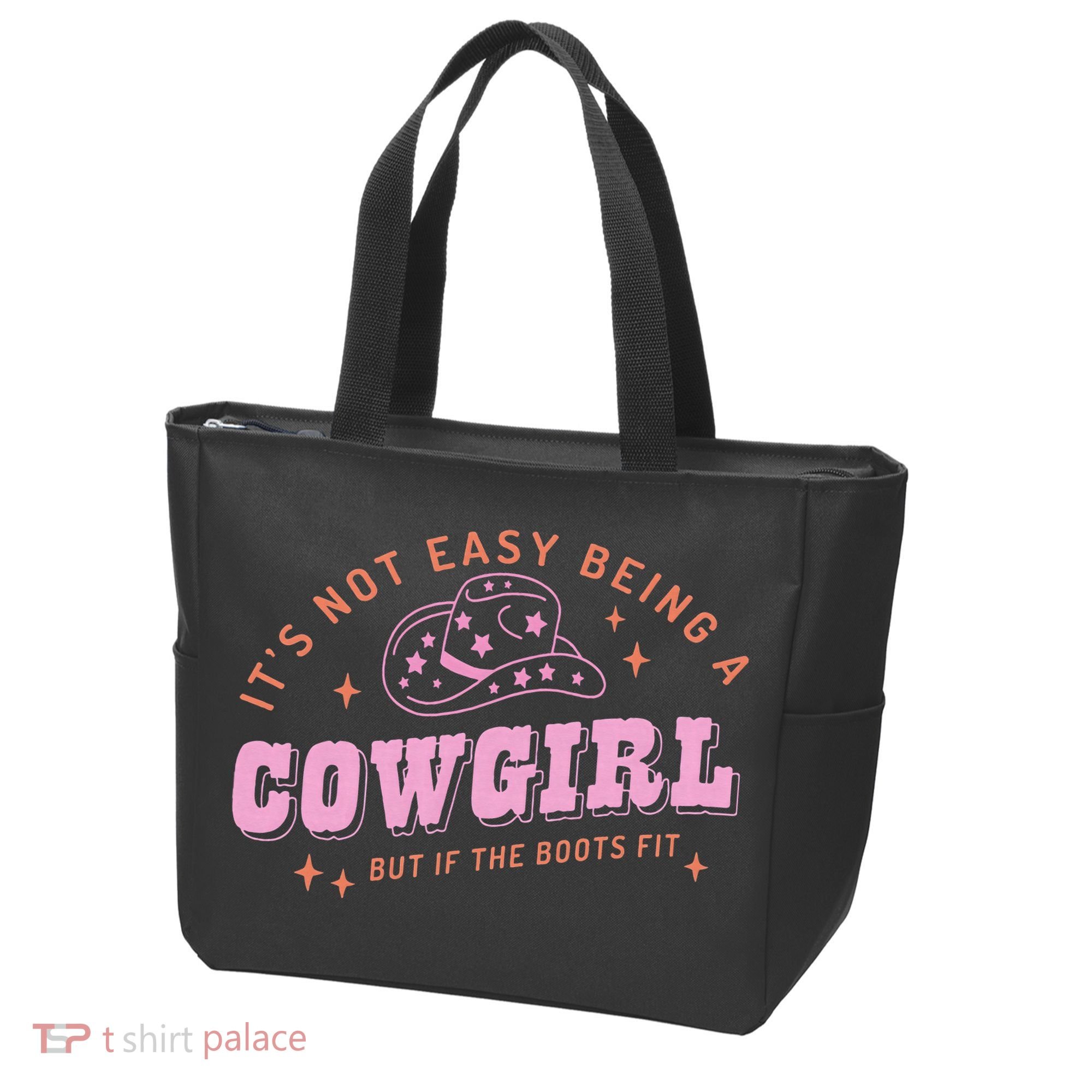 Western Country It's Not Easy Being A Cow Floral Hat Tote Bag