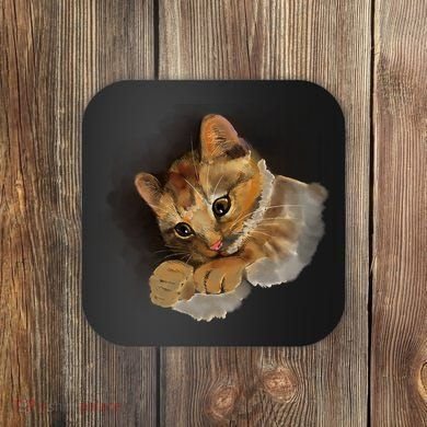 Watercolor Cat Illustration Coaster