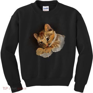 Watercolor Cat Illustration Kids Sweatshirt