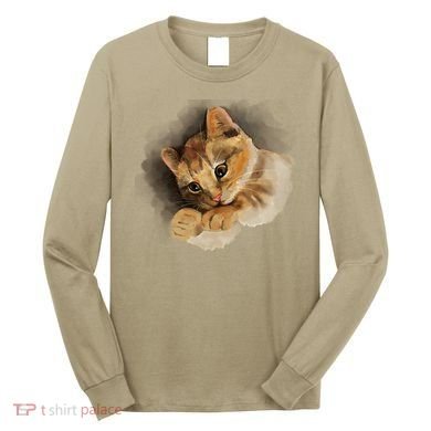Watercolor Cat Illustration Long Sleeve Shirt