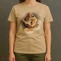 Watercolor Cat Illustration T-Shirt thumb 4