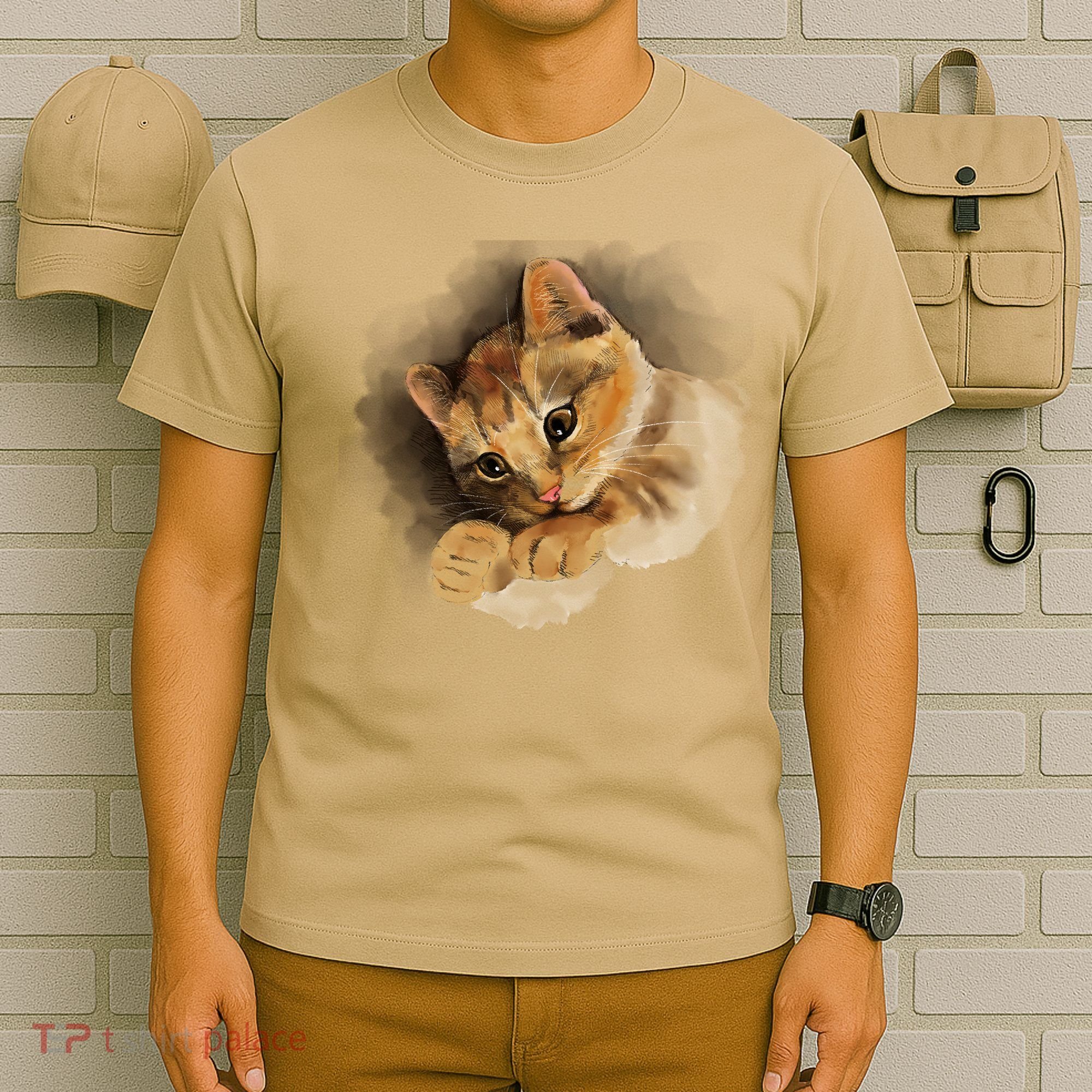 Watercolor Cat Illustration T-Shirt
