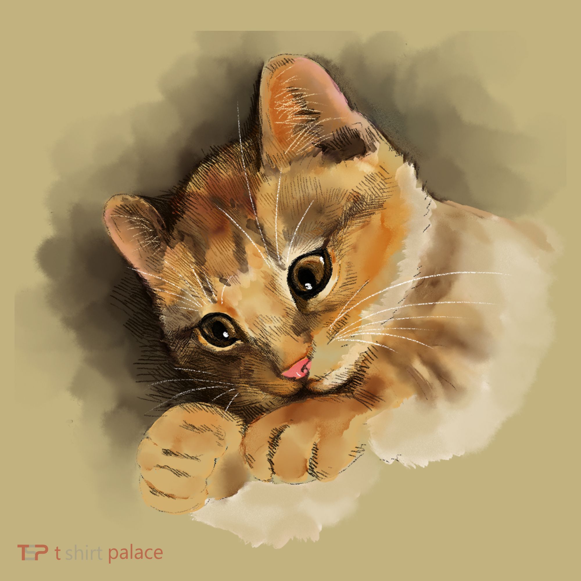 Watercolor Cat Illustration T-Shirt