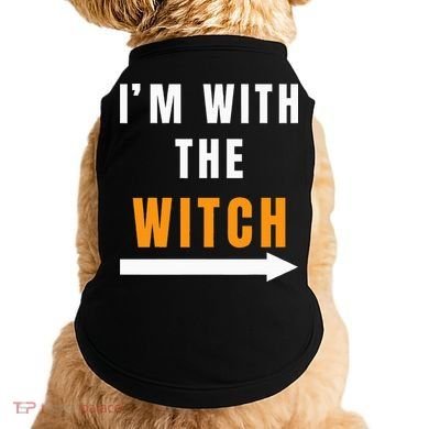 witch costume I'm With The Witch Funny Halloween Doggie Tank
