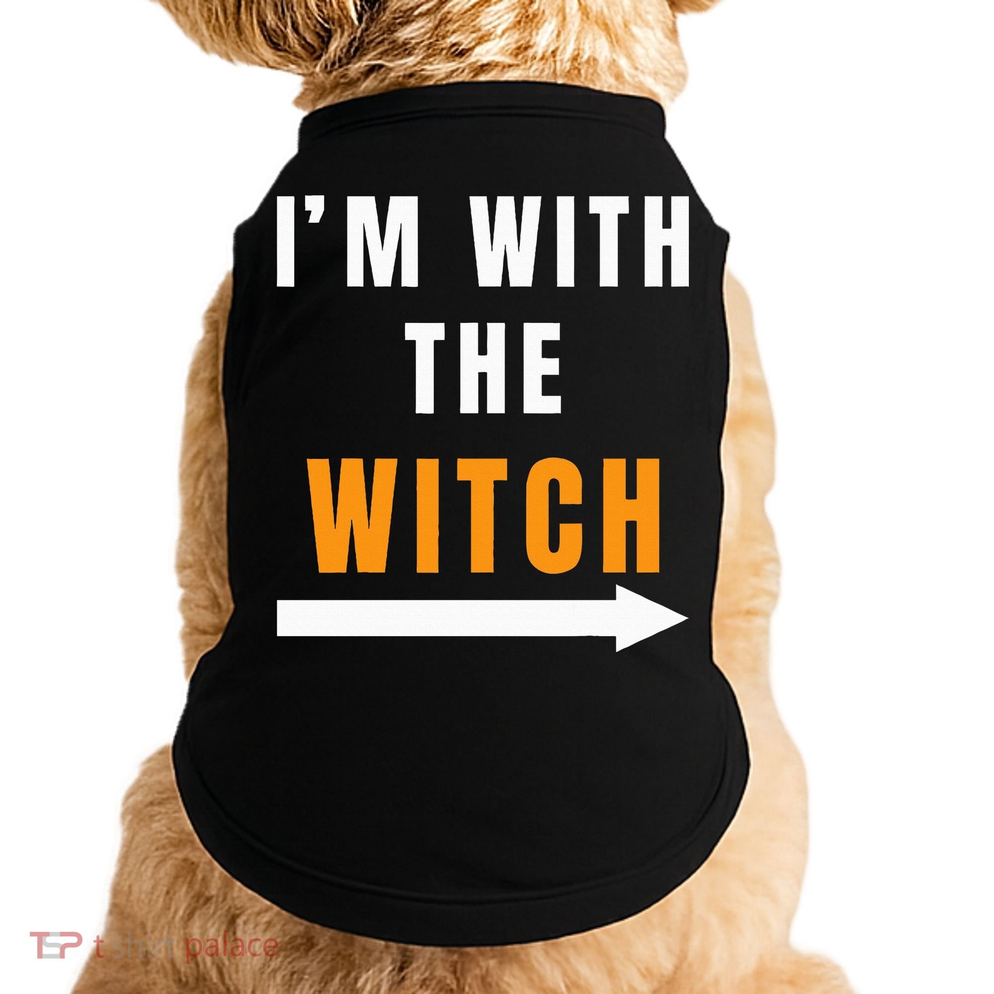 witch costume I'm With The Witch Funny Halloween Doggie Tank