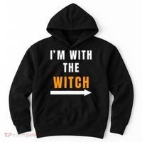 witch costume I'm With The Witch Funny Halloween Hoodie thumb 0