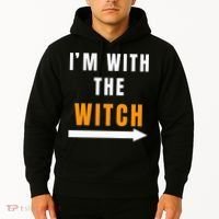witch costume I'm With The Witch Funny Halloween Hoodie thumb 2