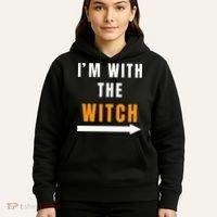 witch costume I'm With The Witch Funny Halloween Hoodie thumb 5