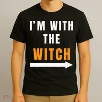 witch costume I'm With The Witch Funny Halloween T-Shirt thumb 3