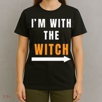 witch costume I'm With The Witch Funny Halloween T-Shirt thumb 4