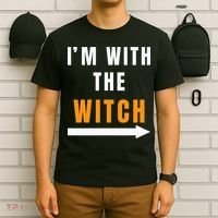 witch costume I'm With The Witch Funny Halloween T-Shirt thumb 6