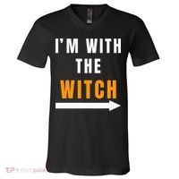 witch costume I'm With The Witch Funny Halloween V-Neck T-Shirt thumb 0