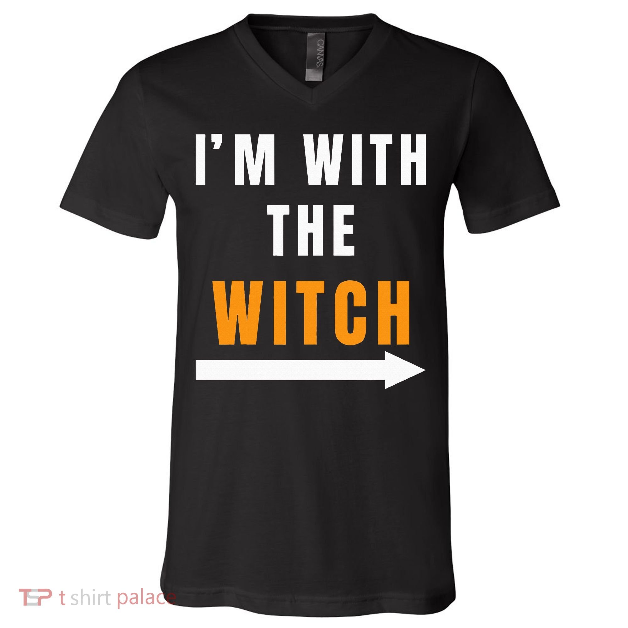 witch costume I'm With The Witch Funny Halloween V-Neck T-Shirt