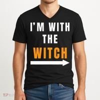 witch costume I'm With The Witch Funny Halloween V-Neck T-Shirt thumb 2