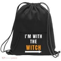 witch costume I'm With The Witch Funny Halloween Sweatshirt Cinch Pack Bag thumb 0