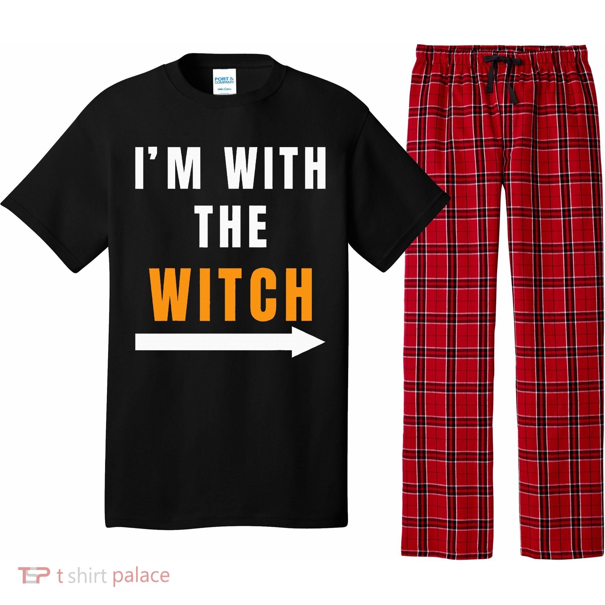 witch costume I'm With The Witch Funny Halloween Pajama Set