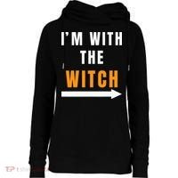 witch costume I'm With The Witch Funny Halloween Womens Funnel Neck Pullover Hood thumb 0
