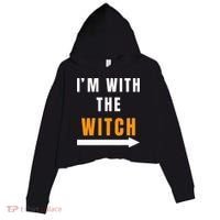 witch costume I'm With The Witch Funny Halloween Crop Fleece Hoodie thumb 0
