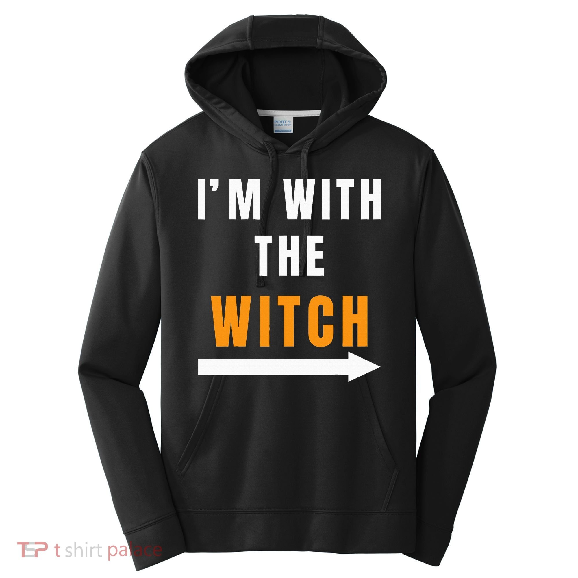 witch costume I'm With The Witch Funny Halloween Performance Fleece Hoodie