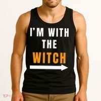 witch costume I'm With The Witch Funny Halloween Tank Top thumb 3