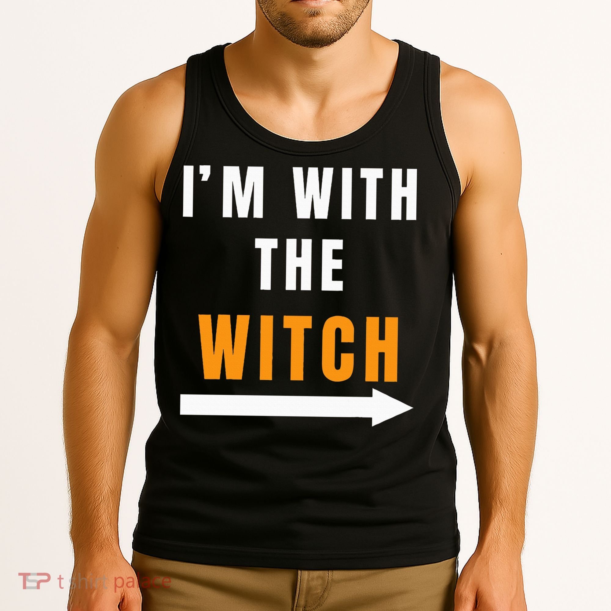 witch costume I'm With The Witch Funny Halloween Tank Top