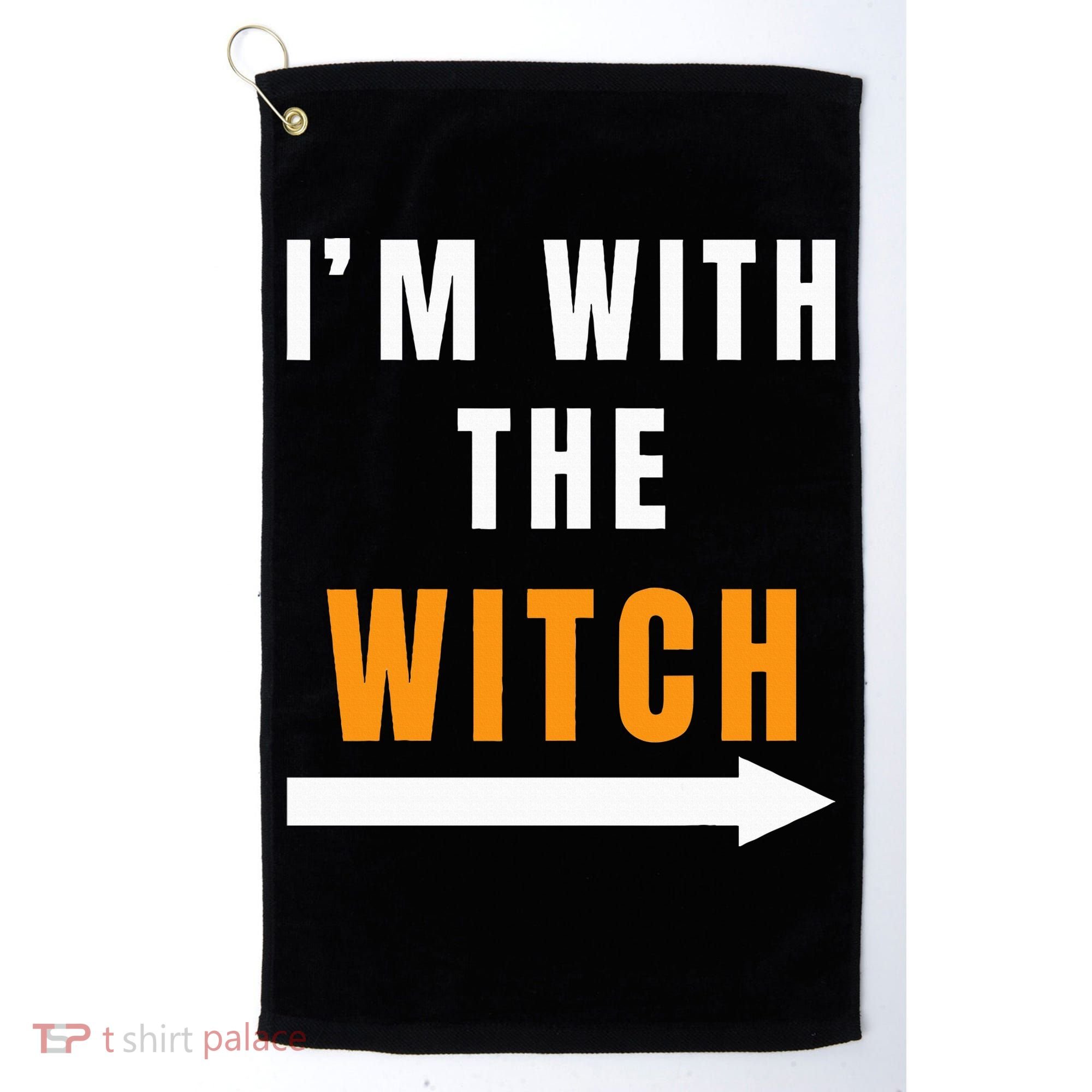 witch costume I'm With The Witch Funny Halloween Golf Towel