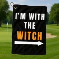 witch costume I'm With The Witch Funny Halloween Golf Towel thumb 1