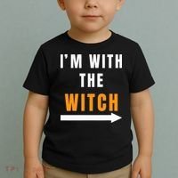witch costume I'm With The Witch Funny Halloween Toddler T-Shirt thumb 2