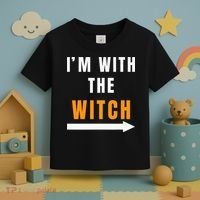 witch costume I'm With The Witch Funny Halloween Toddler T-Shirt thumb 3