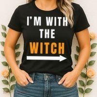 witch costume I'm With The Witch Funny Halloween Women's T-Shirt thumb 2