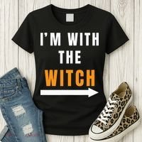 witch costume I'm With The Witch Funny Halloween Women's T-Shirt thumb 3