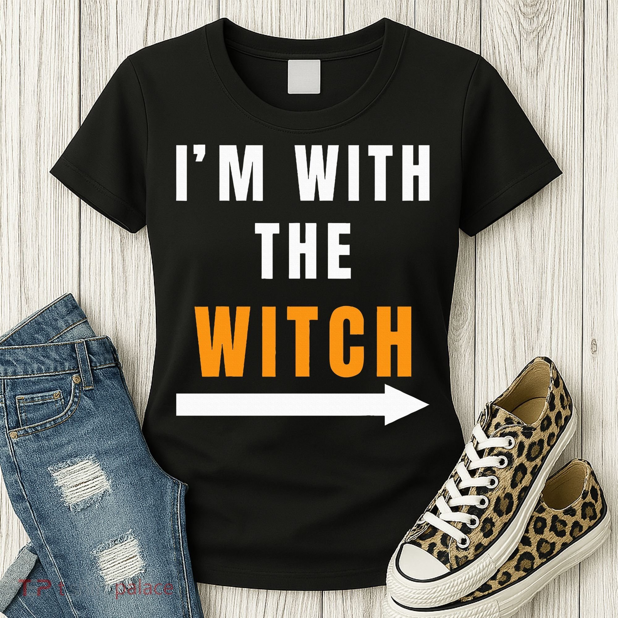 witch costume I'm With The Witch Funny Halloween Women's T-Shirt