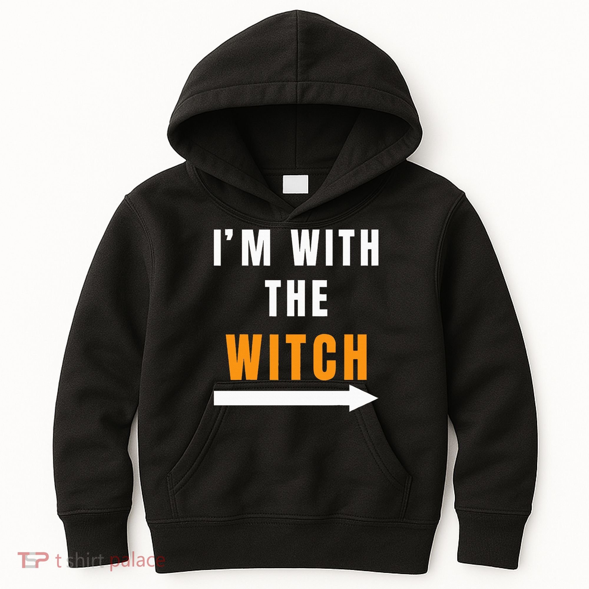 witch costume I'm With The Witch Funny Halloween Kids Hoodie