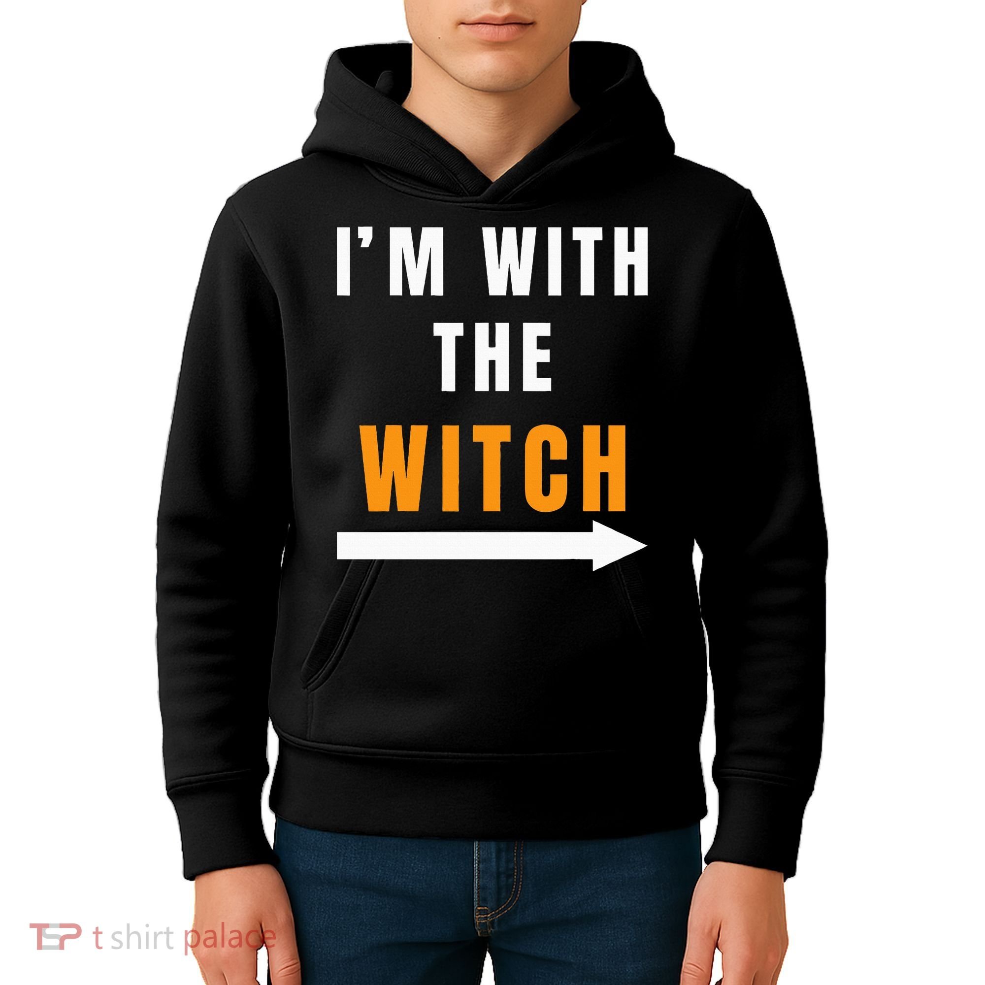witch costume I'm With The Witch Funny Halloween Kids Hoodie