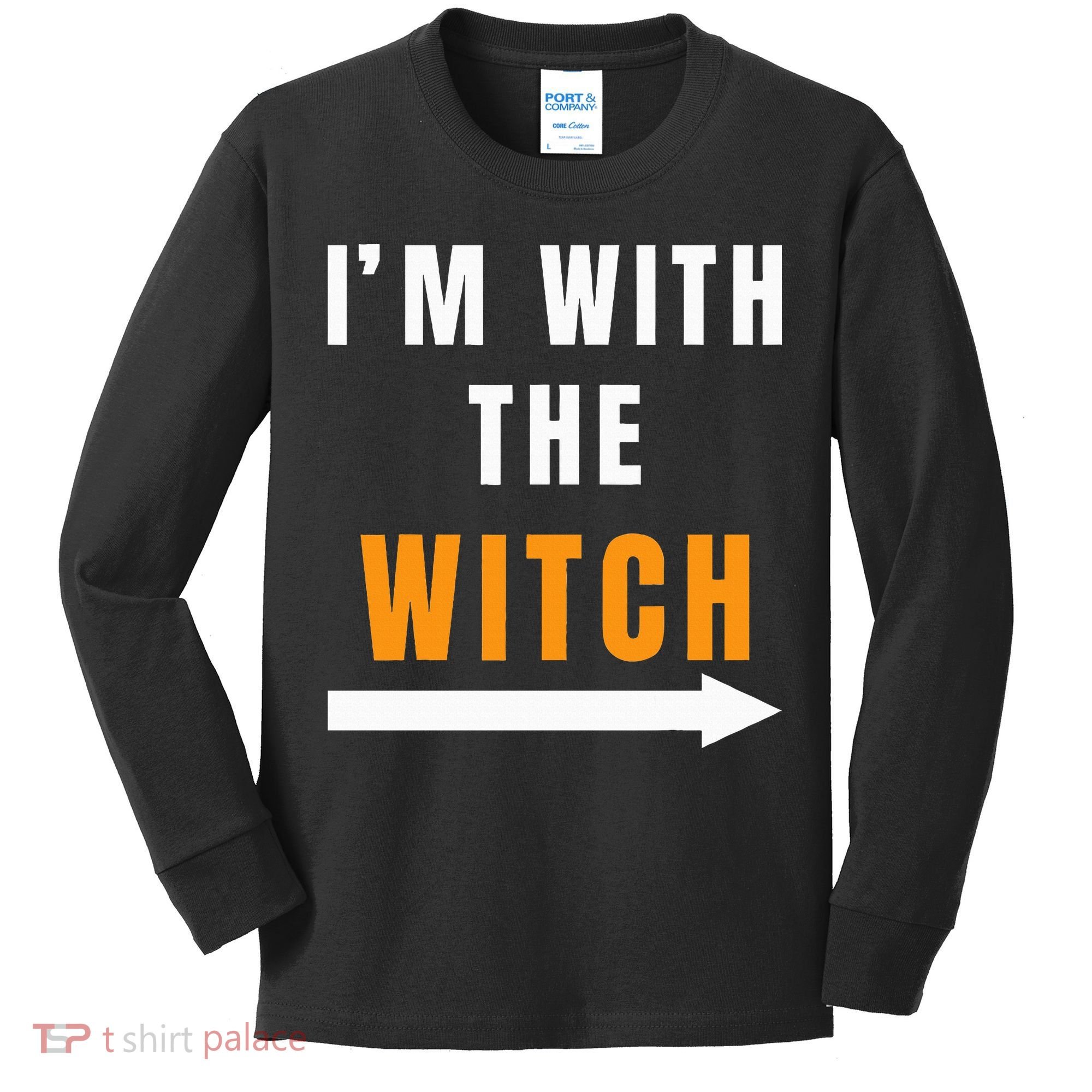 witch costume I'm With The Witch Funny Halloween Kids Long Sleeve Shirt