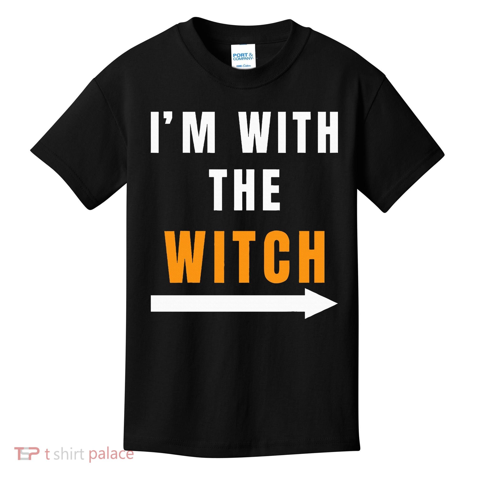witch costume I'm With The Witch Funny Halloween Kids T-Shirt