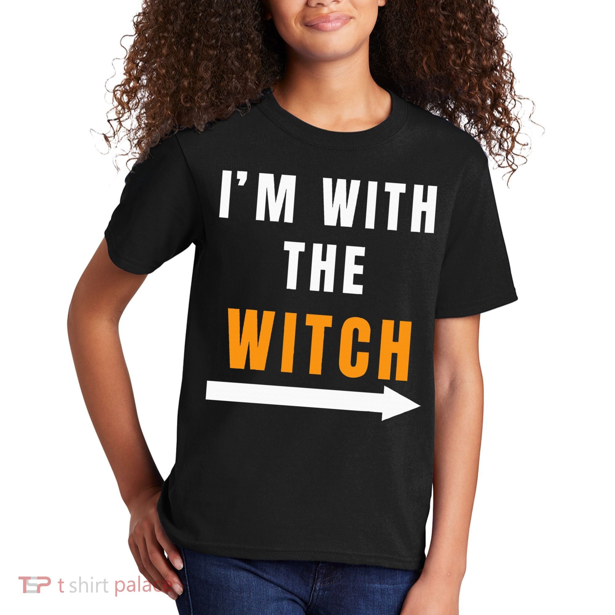 witch costume I'm With The Witch Funny Halloween Kids T-Shirt