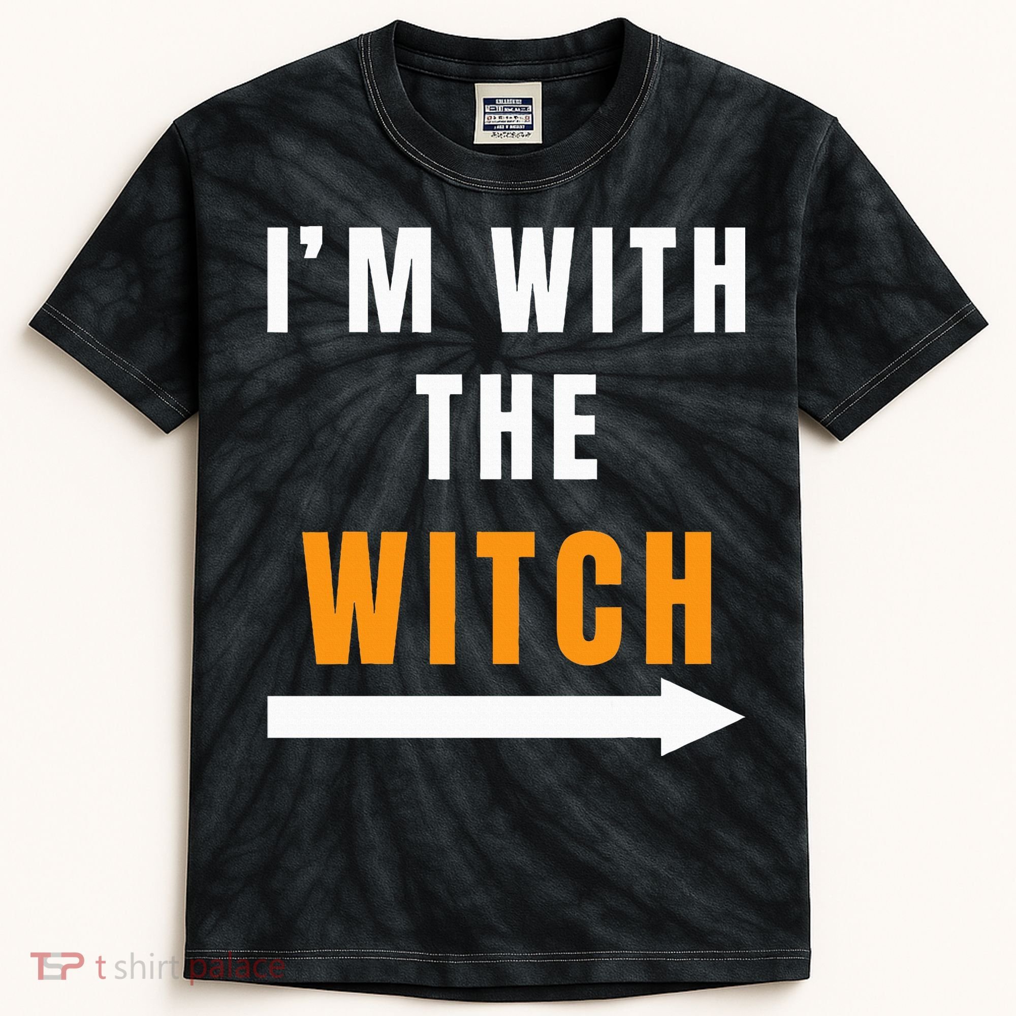 witch costume I'm With The Witch Funny Halloween Kids Tie-Dye T-Shirt