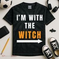 witch costume I'm With The Witch Funny Halloween Kids Tie-Dye T-Shirt thumb 2