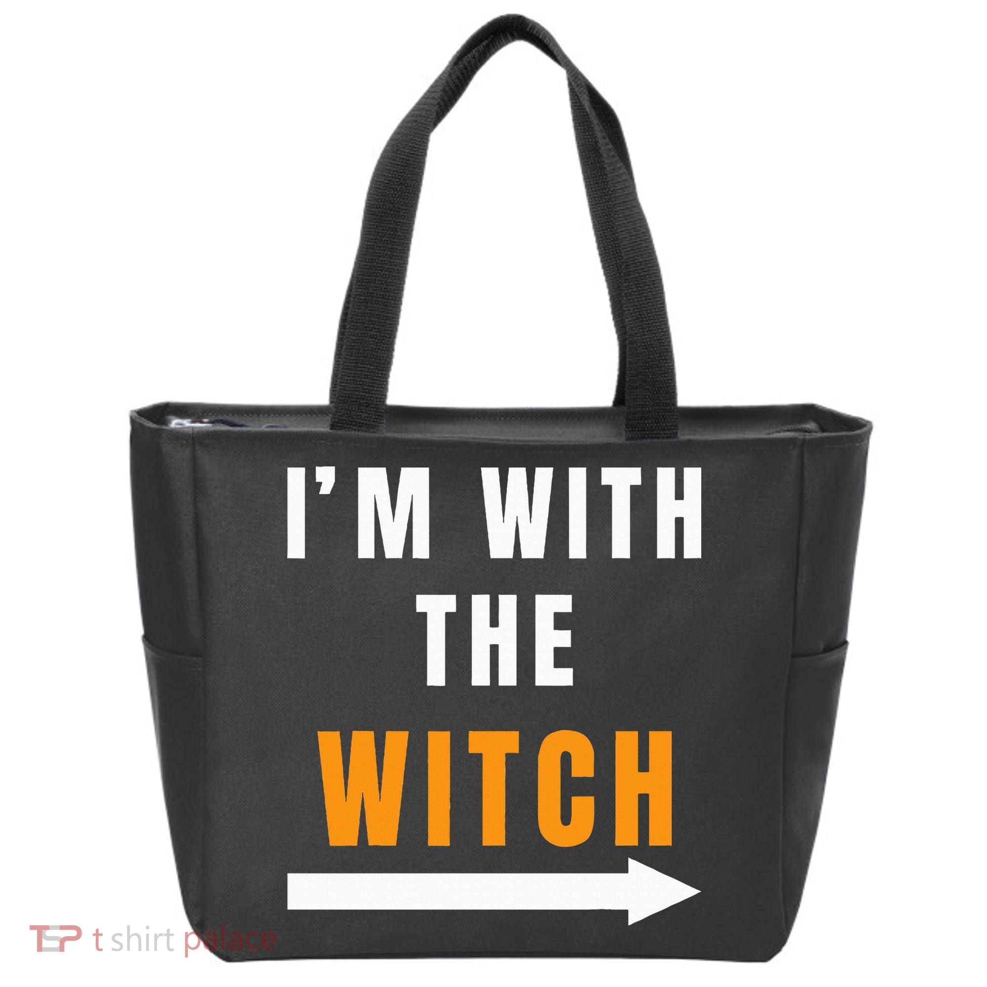 witch costume I'm With The Witch Funny Halloween Tote Bag