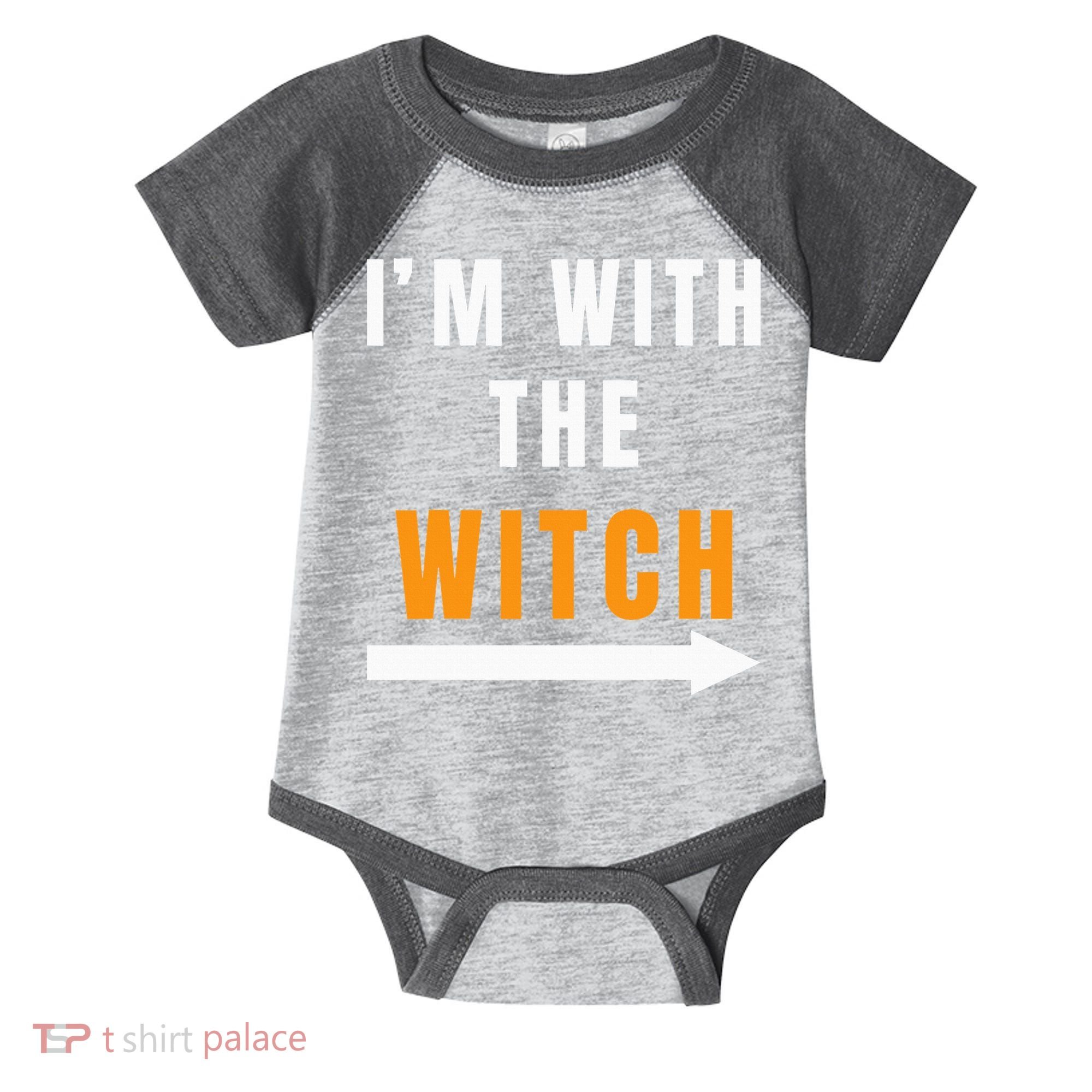 witch costume I'm With The Witch Funny Halloween Infant Baby Jersey Bodysuit