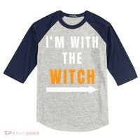 witch costume I'm With The Witch Funny Halloween Kids Colorblock Raglan Jersey thumb 0