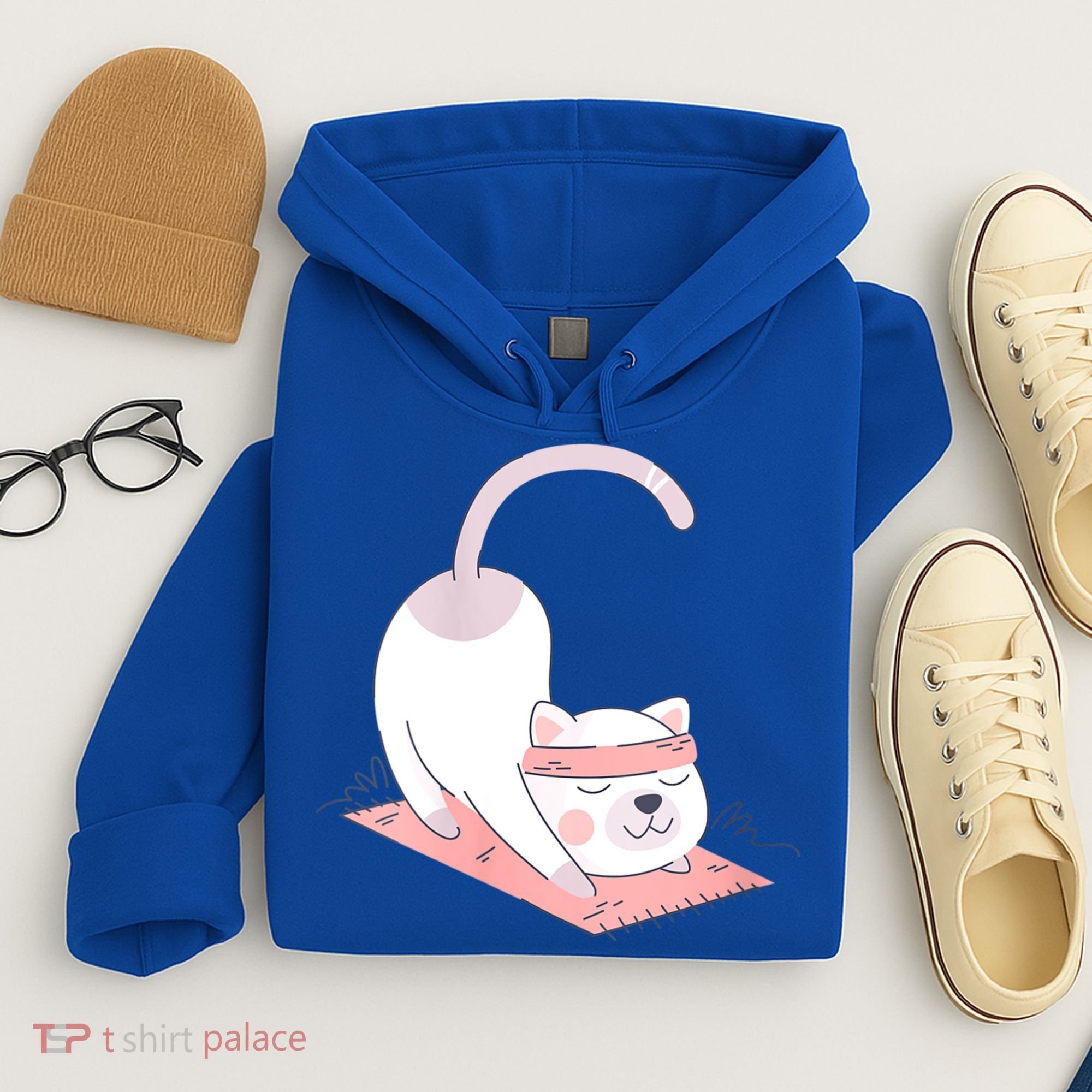 Womens Cat International Yoga Day Hoodie