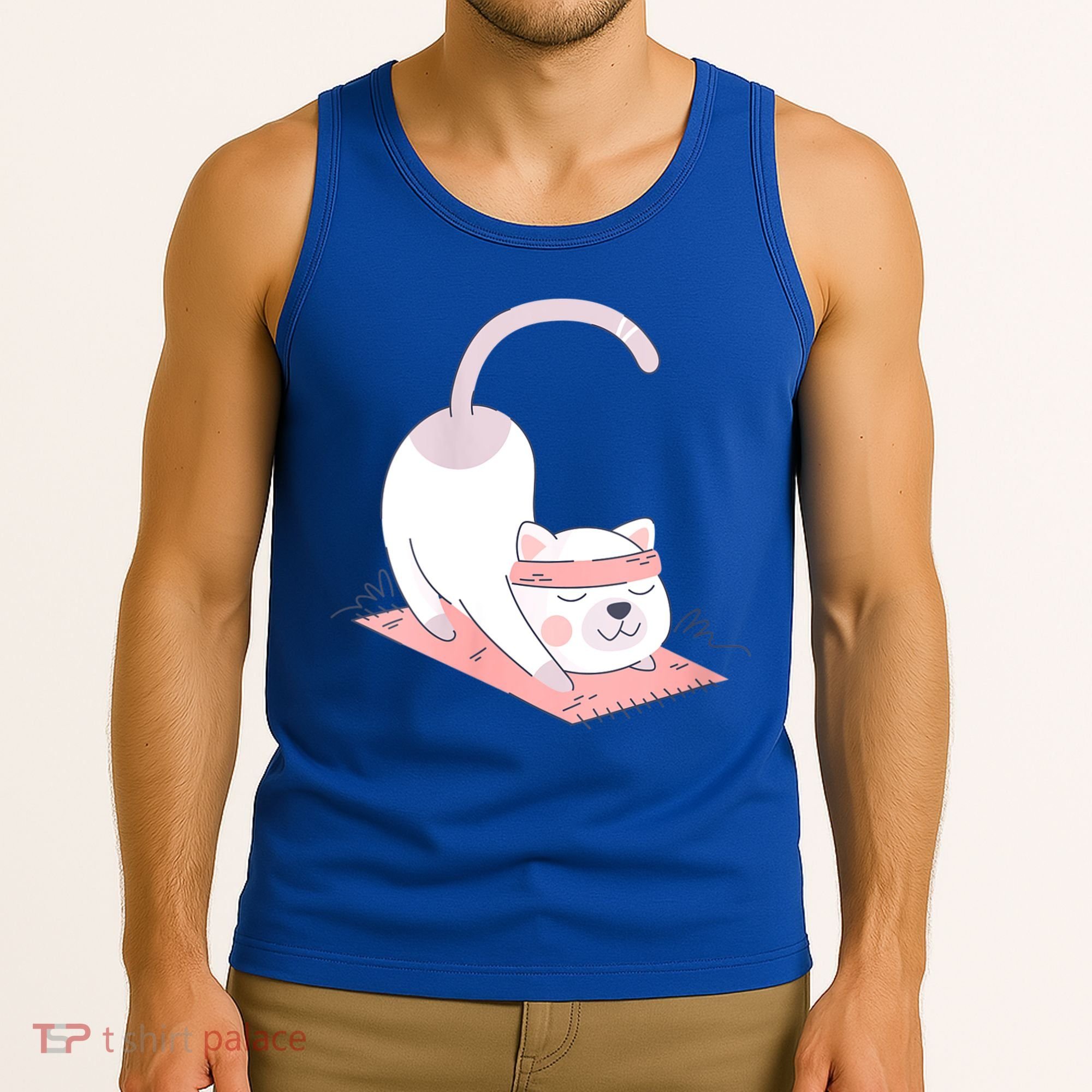 Womens Cat International Yoga Day Tank Top