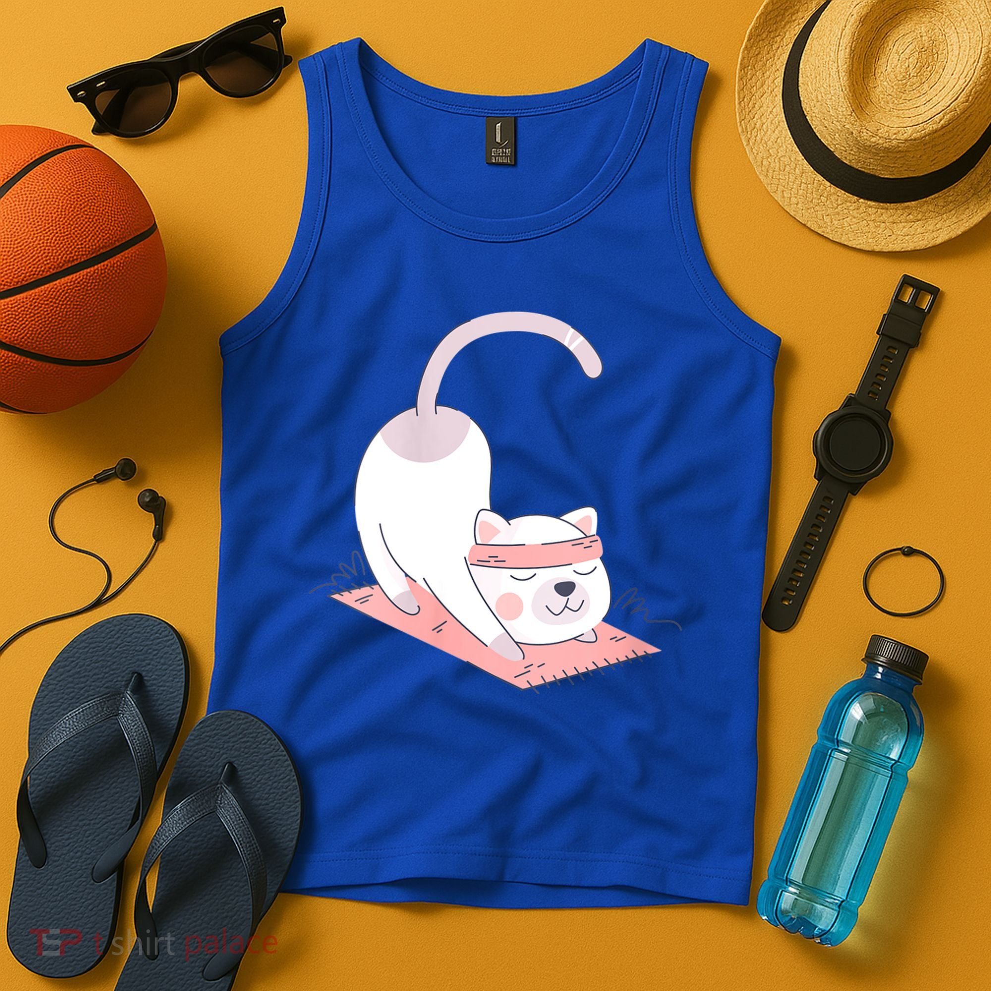Womens Cat International Yoga Day Tank Top