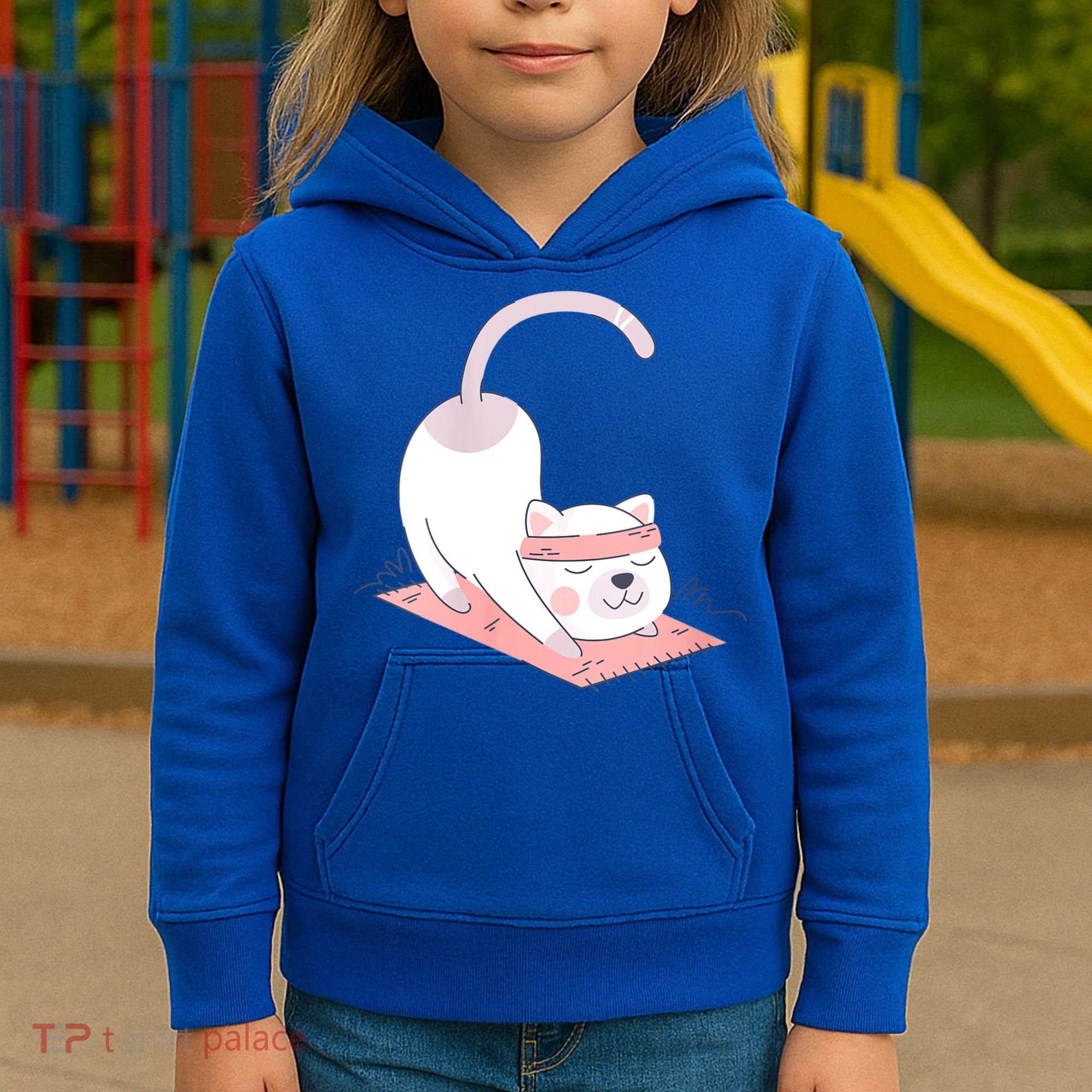 Womens Cat International Yoga Day Kids Hoodie