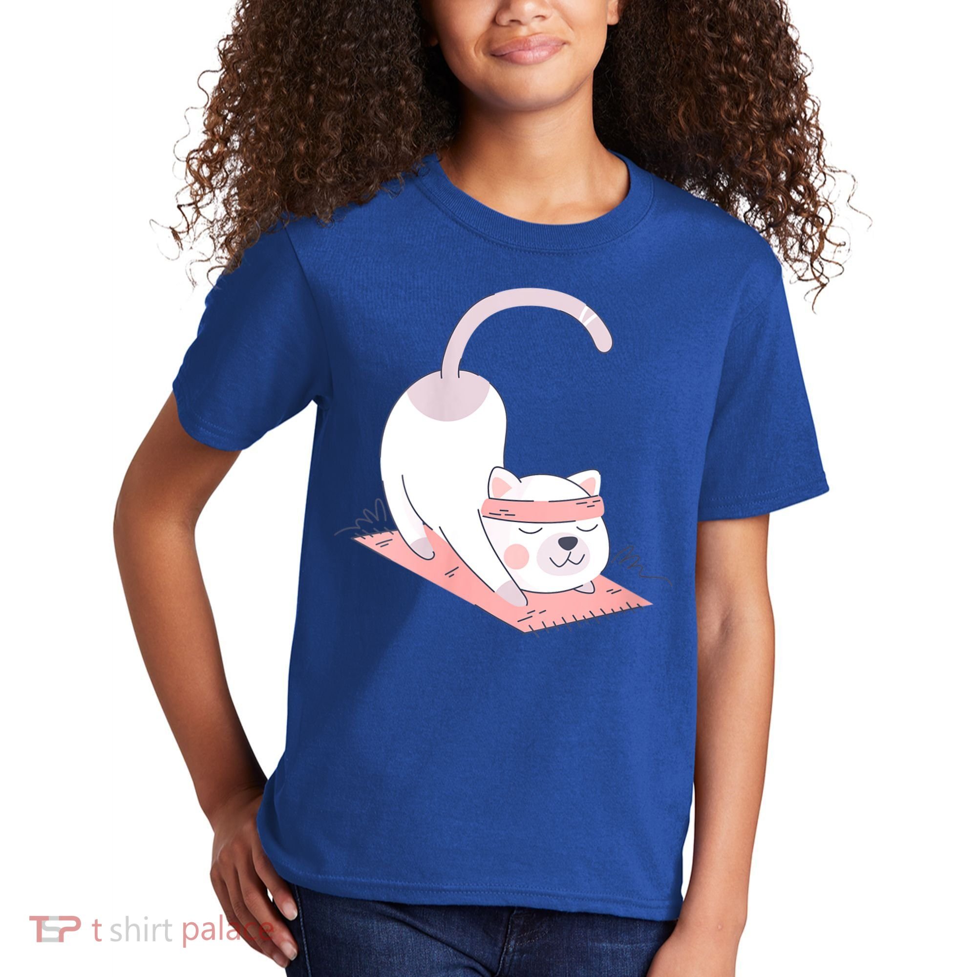 Womens Cat International Yoga Day Kids T-Shirt