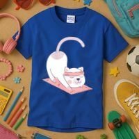 Womens Cat International Yoga Day Kids T-Shirt thumb 3