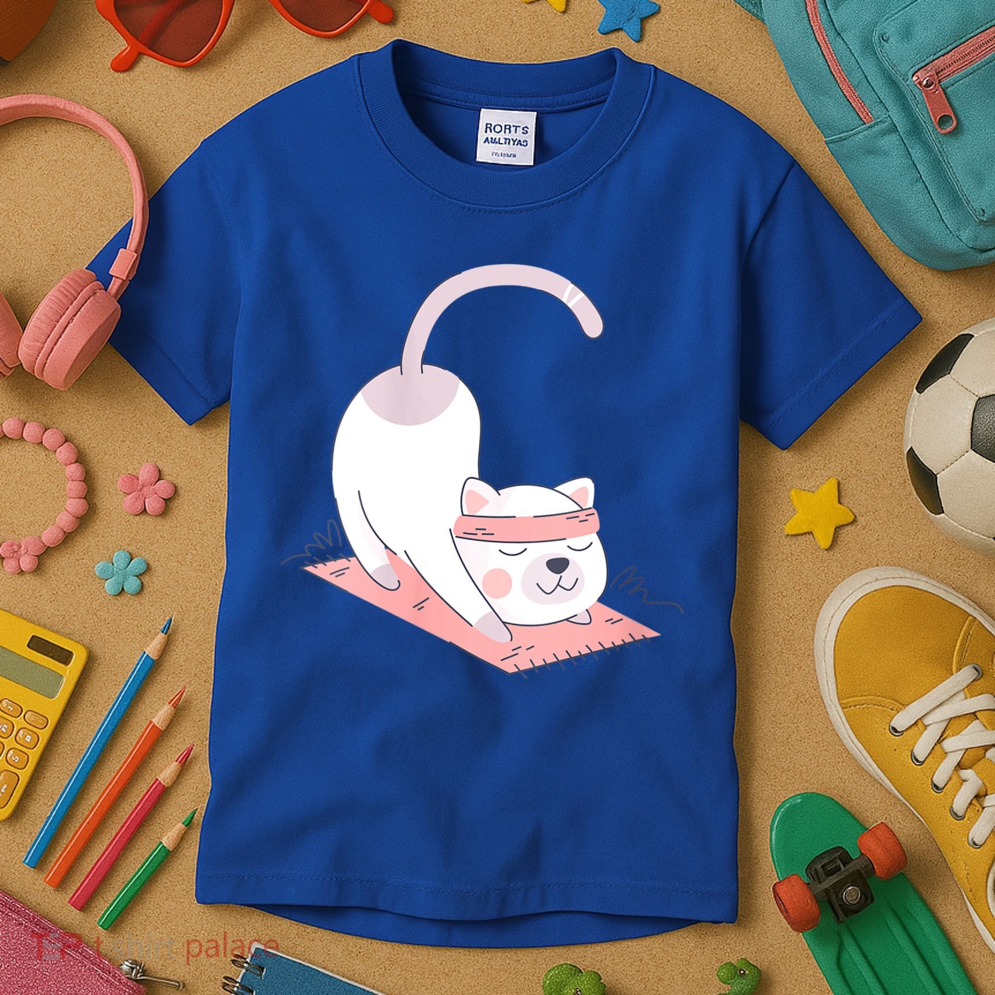 Womens Cat International Yoga Day Kids T-Shirt