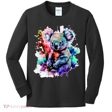 Water Color Koala Kids Long Sleeve Shirt